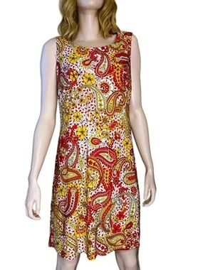 Tommy Hilfiger Dress Jesey Knit Paisley Floral Sleeveless Versatile Sleeveless
